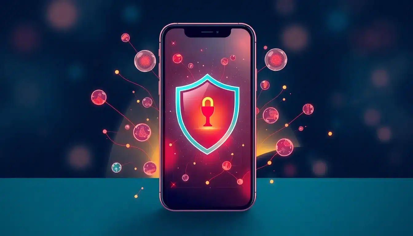 Antivirus iPhone: Análisis Completo para una Protección Avanzada de iOS en 2025 1 Antivirus iPhone – Ilustración Artística Profesional