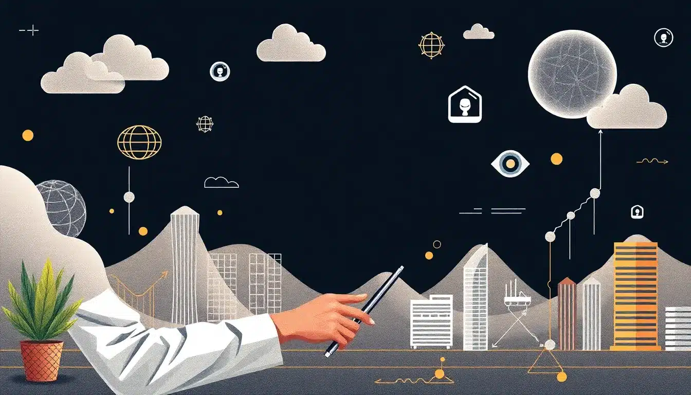 AWS – Ilustración Artística Profesional sobre Automatización y Ahorro