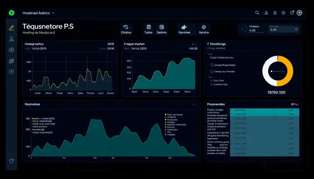 Hosting MySQL Inteligente: La Revolución del Rendimiento y la Gestión Automatizada 7 Hosting MySQL - Dashboard Tecnológico